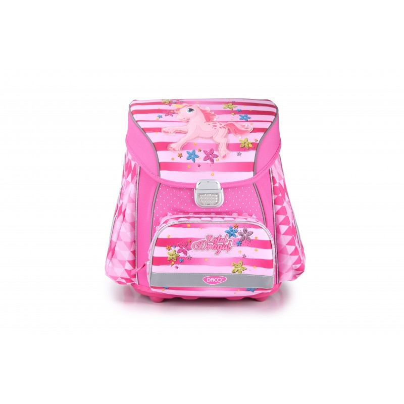 Ghiozdan Unicorn, clasele primare, imprimeu floricele, Daco - imagine 3